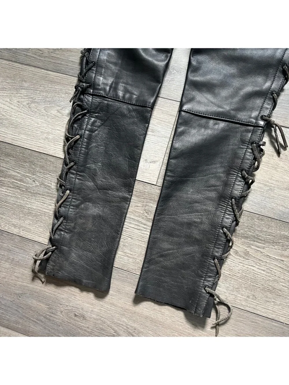 Vintage Harley-Davidson Women's 8 Leather Lace Up Motorcycle Pants Black